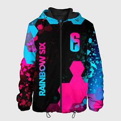 Мужская куртка Rainbow Six - neon gradient: надпись, символ