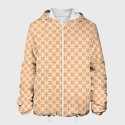 Куртка с капюшоном мужская Оранжевые геометрические цветы, цвет: 3D-белый