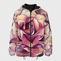 Куртка с капюшоном мужская Крупная роза маслом, цвет: 3D-черный