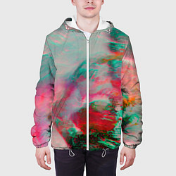 Куртка с капюшоном мужская Абстрактные переливающиеся краски, цвет: 3D-белый — фото 2