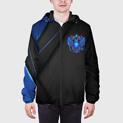 Куртка с капюшоном мужская Черно-синий герб России, цвет: 3D-черный — фото 2
