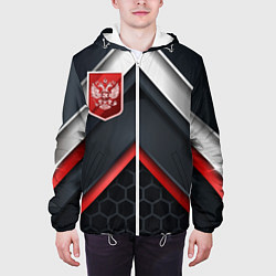 Куртка с капюшоном мужская Герб России на объемном фоне, цвет: 3D-белый — фото 2