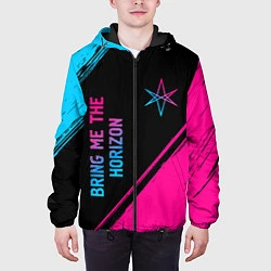 Куртка с капюшоном мужская Bring Me the Horizon - neon gradient: надпись, сим, цвет: 3D-черный — фото 2