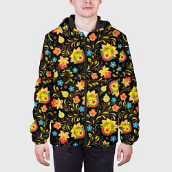 Куртка с капюшоном мужская Русский яркий узор, цвет: 3D-черный — фото 2