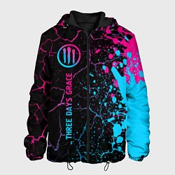 Куртка с капюшоном мужская Three Days Grace - neon gradient: по-вертикали, цвет: 3D-черный