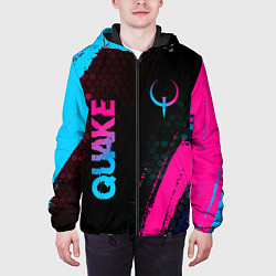 Куртка с капюшоном мужская Quake - neon gradient: надпись, символ, цвет: 3D-черный — фото 2
