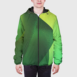 Куртка с капюшоном мужская Зелёные абстрактные волны, цвет: 3D-черный — фото 2