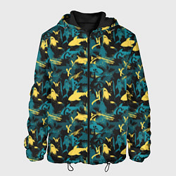 Куртка с капюшоном мужская Акулы разноцветные, цвет: 3D-черный