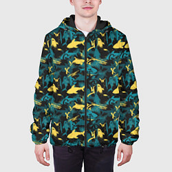 Куртка с капюшоном мужская Акулы разноцветные, цвет: 3D-черный — фото 2