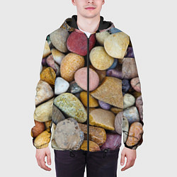 Куртка с капюшоном мужская Морская галька - пляж, цвет: 3D-черный — фото 2