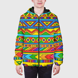 Куртка с капюшоном мужская Красивый цветной орнамент, цвет: 3D-черный — фото 2