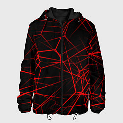 Куртка с капюшоном мужская Красные линии на черном фоне, цвет: 3D-черный