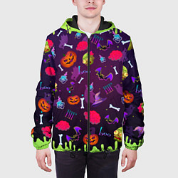 Куртка с капюшоном мужская RIP halloween, цвет: 3D-черный — фото 2