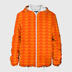Куртка с капюшоном мужская Геометрия - оранжевые фигуры, цвет: 3D-белый