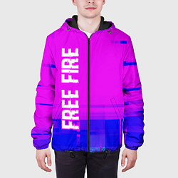 Куртка с капюшоном мужская Free Fire glitch text effect: по-вертикали, цвет: 3D-черный — фото 2