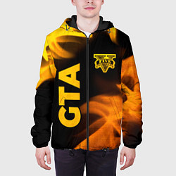 Куртка с капюшоном мужская GTA - gold gradient: надпись, символ, цвет: 3D-черный — фото 2