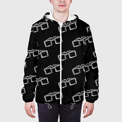 Куртка с капюшоном мужская Модные очки черно-белый узор, цвет: 3D-белый — фото 2