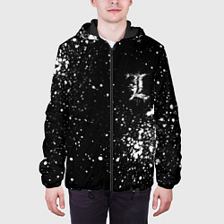 Куртка с капюшоном мужская Тетрадь смерти брызги, цвет: 3D-черный — фото 2