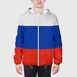 Куртка с капюшоном мужская Триколор - флаг России плетёный, цвет: 3D-белый — фото 2