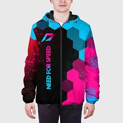 Куртка с капюшоном мужская Need for Speed - neon gradient: по-вертикали, цвет: 3D-черный — фото 2