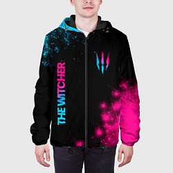Куртка с капюшоном мужская The Witcher - neon gradient: надпись, символ, цвет: 3D-черный — фото 2