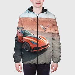 Куртка с капюшоном мужская Chevrolet Corvette - Motorsport - Desert, цвет: 3D-черный — фото 2