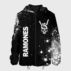Куртка с капюшоном мужская Ramones и рок символ на темном фоне, цвет: 3D-черный