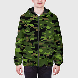 Куртка с капюшоном мужская Камуфляж лесной пиксель, цвет: 3D-черный — фото 2
