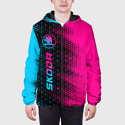 Куртка с капюшоном мужская Skoda - neon gradient: по-вертикали, цвет: 3D-черный — фото 2