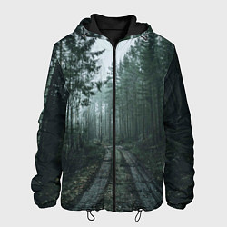 Куртка с капюшоном мужская Дорога в лес, цвет: 3D-черный