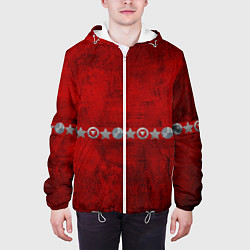 Куртка с капюшоном мужская Красный градиент, цвет: 3D-белый — фото 2