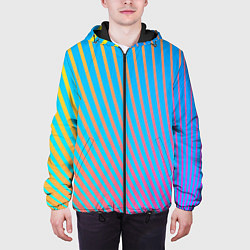 Куртка с капюшоном мужская Абстрактные линии, цвет: 3D-черный — фото 2