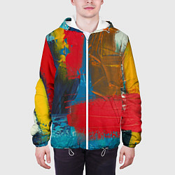 Куртка с капюшоном мужская Разноцветные мазки краской, цвет: 3D-белый — фото 2