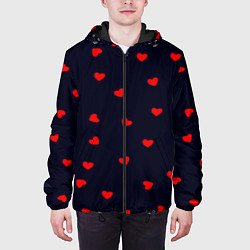 Куртка с капюшоном мужская Сердечки, цвет: 3D-черный — фото 2
