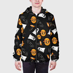 Куртка с капюшоном мужская Тыквы и привидения, цвет: 3D-черный — фото 2