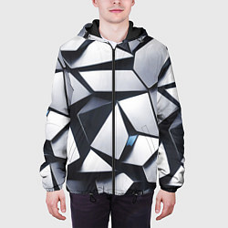 Куртка с капюшоном мужская Объемные кристаллы - паттерн, цвет: 3D-черный — фото 2