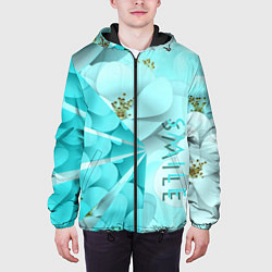 Куртка с капюшоном мужская Нежный цветочный smile, цвет: 3D-черный — фото 2