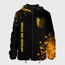 Мужская куртка Attack on Titan - gold gradient: надпись, символ