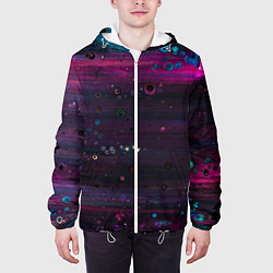 Куртка с капюшоном мужская Фиолетовые абстрактные волны и камни, цвет: 3D-белый — фото 2
