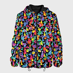 Куртка с капюшоном мужская Разноцветные кролики, цвет: 3D-черный