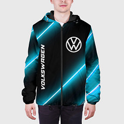 Куртка с капюшоном мужская Volkswagen неоновые лампы, цвет: 3D-черный — фото 2