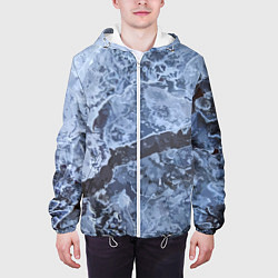 Куртка с капюшоном мужская Лёд - зимняя текстура, цвет: 3D-белый — фото 2