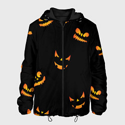 Куртка с капюшоном мужская Halloween горящие тыквы, цвет: 3D-черный