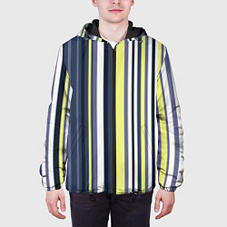 Куртка с капюшоном мужская Абстрактные разноцветные линии, цвет: 3D-черный — фото 2