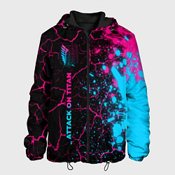 Куртка с капюшоном мужская Attack on Titan - neon gradient: по-вертикали, цвет: 3D-черный