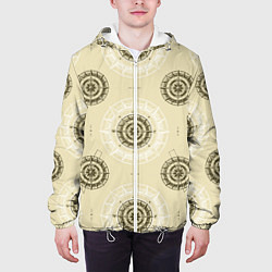 Куртка с капюшоном мужская Винтажный компас, цвет: 3D-белый — фото 2