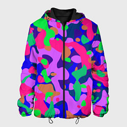 Куртка с капюшоном мужская Абстракция в неоновых цветах, цвет: 3D-черный