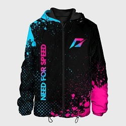 Куртка с капюшоном мужская Need for Speed - neon gradient: надпись, символ, цвет: 3D-черный