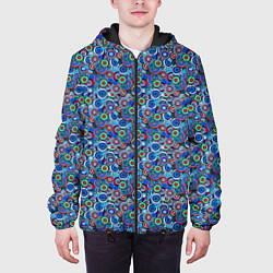 Куртка с капюшоном мужская Паттерн из цветочных узоров, цвет: 3D-черный — фото 2
