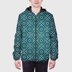 Куртка с капюшоном мужская Светло-зелёная текстура, цвет: 3D-черный — фото 2